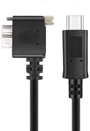 AJMRTC 90Degree RightAngled USBC to Micro USB 3.0 Data Cable, 5Gbps HighSpeed Transfer with ScrewLock Mount Connector for Industrial Camera, External SSD, Vision System Equipment AJMRTC 90Degree RightAngled USBC to Micro USB 3.0 Data Cable, 5Gbps HighSpeed Transfer with ScrewLock Mount Connector for Industrial Camera, External SSD, Vision System Equipment
