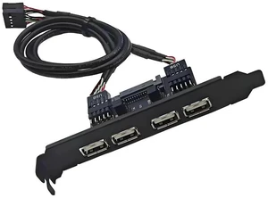AJMRTC 4Port USB 2.0 Female PCI Baffle Panel Mount Cable, Dual 9Pin Motherboard Header Extension Cord with Extra SATA Power, 12cm PCI Slot Bracket for Desktop PC Case Rear USB Port Expansion AJMRTC 4Port USB 2.0 Female PCI Baffle Panel Mount Cable, Dual 9Pin Motherboard Header Extension Cord with Extra SATA Power, 12cm PCI Slot Bracket for Desktop PC Case Rear USB Port Expansion