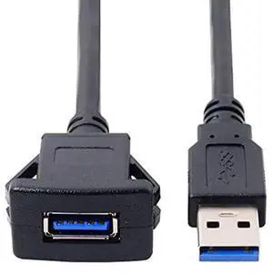 AJMRTC 1M Waterproof USB 3.0 Extension Cable, LatchLock Panel Mount Single USBA Female Car AUX Cord, HighSpeed Flush Mount Cable for Vehicle Dashboard, Marine Boat, Motorcycle Interior Panel Instal AJMRTC 1M Waterproof USB 3.0 Extension Cable, LatchLock Panel Mount Single USBA Female Car AUX Cord, HighSpeed Flush Mount Cable for Vehicle Dashboard, Marine Boat, Motorcycle Interior Panel Instal
