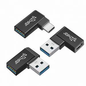 AJMRTC 3Pcs/Set 90 Degree Angled USBC Adapter, USB3.1 10Gbps TypeC Male to USBA Female OTG Connector, Right Angle USB C to USB A Female Converter for Data Sync, OTG Connection for Smartphone Laptop AJMRTC 3Pcs/Set 90 Degree Angled USBC Adapter, USB3.1 10Gbps TypeC Male to USBA Female OTG Connector, Right Angle USB C to USB A Female Converter for Data Sync, OTG Connection for Smartphone Laptop