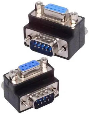 AJMRTC 2Pcs 9Pin RS232 DSub 90° Up & Down Angled Adapter, ScrewType Male to NutLock Female Serial Port Extension for Industrial Control, POS and Hardware DIY Modification AJMRTC 2Pcs 9Pin RS232 DSub 90° Up & Down Angled Adapter, ScrewType Male to NutLock Female Serial Port Extension for Industrial Control, POS and Hardware DIY Modification