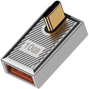 AJMRTC LowProfile 90Degree Angled OTG Adapter, USB 3.1 TypeC Male to USB 3.0A Female, 10Gbps Data 120W Power Delivery, Alloy Shell Mecha CyberpunkStyle Connector AJMRTC LowProfile 90Degree Angled OTG Adapter, USB 3.1 TypeC Male to USB 3.0A Female, 10Gbps Data 120W Power Delivery, Alloy Shell Mecha CyberpunkStyle Connector