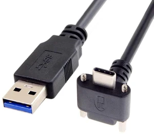 AJMRTC 3M 90Degree DownUp Angled DualScrew Locking USB 3.1 TypeC to Standard USB3.0 Male Cable,Secure Lock Data Cord for Tethered Shooting,Cameras,Studio Photography & Industrial Devices AJMRTC 3M 90Degree DownUp Angled DualScrew Locking USB 3.1 TypeC to Standard USB3.0 Male Cable,Secure Lock Data Cord for Tethered Shooting,Cameras,Studio Photography & Industrial Devices