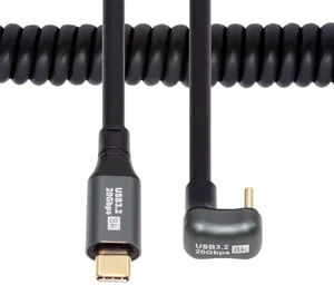 AJMRTC Stretch Coiled USB4 USBC Cable, Opposite BackAngled Male to Male Cord, 20Gbps Data Sync, 100W PD Fast Charging, 8K Video Output for Laptop, Mechanical Keyboard, Tablet USBC Devices AJMRTC Stretch Coiled USB4 USBC Cable, Opposite BackAngled Male to Male Cord, 20Gbps Data Sync, 100W PD Fast Charging, 8K Video Output for Laptop, Mechanical Keyboard, Tablet USBC Devices