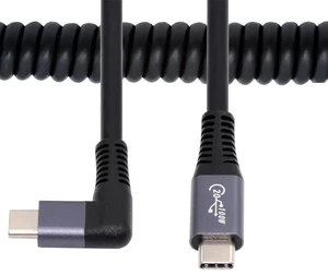 AJMRTC RightAngled Stretch Coiled USB4 USBC Male to Male Cable, 20Gbps Data Sync, 100W PD Fast Charging, 8K Video Output for Laptop, Keyboard, Tablet and USBC Compatible Peripherals AJMRTC RightAngled Stretch Coiled USB4 USBC Male to Male Cable, 20Gbps Data Sync, 100W PD Fast Charging, 8K Video Output for Laptop, Keyboard, Tablet and USBC Compatible Peripherals