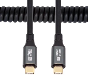 AJMRTC 150CM Stretch Coiled USB4 USBC Male to Male Cable, 20Gbps Data Sync, 100W PD Fast Charging, 8K Video Output for Laptop, Keyboard, Tablet and USBC Compatible Peripherals AJMRTC 150CM Stretch Coiled USB4 USBC Male to Male Cable, 20Gbps Data Sync, 100W PD Fast Charging, 8K Video Output for Laptop, Keyboard, Tablet and USBC Compatible Peripherals