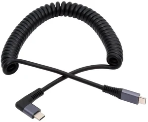 AJMRTC RightAngled Stretch Coiled USB4 USBC Male to Male Cable, 20Gbps Data, 100W PD Charging, 8K Video, 180CM Max Stretched Length for Laptop, Keyboard, Tablet USBC Peripherals AJMRTC RightAngled Stretch Coiled USB4 USBC Male to Male Cable, 20Gbps Data, 100W PD Charging, 8K Video, 180CM Max Stretched Length for Laptop, Keyboard, Tablet USBC Peripherals