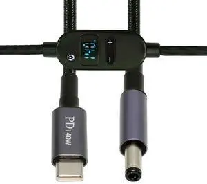AJMRTC 1.5M USBC to DC 5.5*2.5mm PD Charging Cable, Smart LED Power Display, 140W Max PD Input, MultiVoltage Output 20V 15V 12V 9V 5V for 65W 100W Laptop and DCBarrel Powered Devices AJMRTC 1.5M USBC to DC 5.5*2.5mm PD Charging Cable, Smart LED Power Display, 140W Max PD Input, MultiVoltage Output 20V 15V 12V 9V 5V for 65W 100W Laptop and DCBarrel Powered Devices