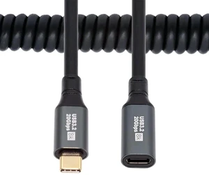 AJMRTC Stretch Coiled USB4 USBC MaletoFemale Extension Cable, 20Gbps Data, 100W PD Charging, 8K Video, Retractable Spring Cord for Laptop, Keyboard, Tablet and USBC Peripherals AJMRTC Stretch Coiled USB4 USBC MaletoFemale Extension Cable, 20Gbps Data, 100W PD Charging, 8K Video, Retractable Spring Cord for Laptop, Keyboard, Tablet and USBC Peripherals