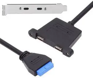 AJMRTC PCIE Back Panel I/O Bracket, Motherboard 19/20Pin USB3.0 Header to Dual USBC Female Ports,5Gbps Internal Header Extension Cable for Desktop PC Rear Chassis Expansion AJMRTC PCIE Back Panel I/O Bracket, Motherboard 19/20Pin USB3.0 Header to Dual USBC Female Ports,5Gbps Internal Header Extension Cable for Desktop PC Rear Chassis Expansion