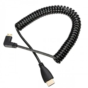 AJMRTC 90 Degree Right Angled Mini HDMI Male to HDMI Male Spring Stretch Cable 4FT, Coiled HighDefinition HDMI Cord for Cameras, Camcorders, Action Cam, Projector and HD Display Devices AJMRTC 90 Degree Right Angled Mini HDMI Male to HDMI Male Spring Stretch Cable 4FT, Coiled HighDefinition HDMI Cord for Cameras, Camcorders, Action Cam, Projector and HD Display Devices