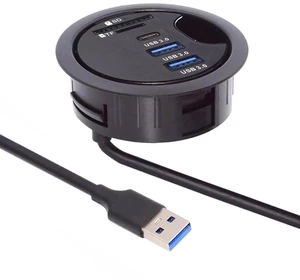 AJMRTC 60mm Desk Grommet USBC Hub Dock Station, 2Port USB3.0 Splitter with SD TF MicroSD Card Reader, Desktop Table Hole Mount MultiPort Docking Station for PC Desktop AJMRTC 60mm Desk Grommet USBC Hub Dock Station, 2Port USB3.0 Splitter with SD TF MicroSD Card Reader, Desktop Table Hole Mount MultiPort Docking Station for PC Desktop