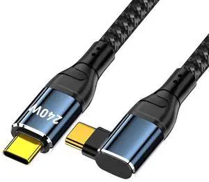 AJMRTC 200cm 90Degree LeftRight Angled USBC Cable, 240W 48V 5A Fast Charging 480Mbps Data Cord, Backward Compatible with USB2.0 100W for Laptops, Tablets, USBC Smartphones AJMRTC 200cm 90Degree LeftRight Angled USBC Cable, 240W 48V 5A Fast Charging 480Mbps Data Cord, Backward Compatible with USB2.0 100W for Laptops, Tablets, USBC Smartphones