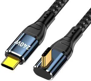 AJMRTC 200cm LowProfile 90Degree Angled USBC Cable, 240W 48V 5A Fast Charging 480Mbps Data Cord, Backward Compatible with USB2.0 100W for Laptops, Tablets, USBC Smartphones AJMRTC 200cm LowProfile 90Degree Angled USBC Cable, 240W 48V 5A Fast Charging 480Mbps Data Cord, Backward Compatible with USB2.0 100W for Laptops, Tablets, USBC Smartphones