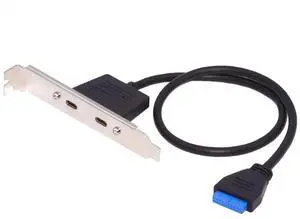 AJMRTC 50cm PCIE Back Panel Cable, 19/20Pin USB3.0 Motherboard Header to Dual USBC Female Ports, 5Gbps Internal PC Rear I/O Expansion Cable for Desktop Computer Chassis Modding AJMRTC 50cm PCIE Back Panel Cable, 19/20Pin USB3.0 Motherboard Header to Dual USBC Female Ports, 5Gbps Internal PC Rear I/O Expansion Cable for Desktop Computer Chassis Modding