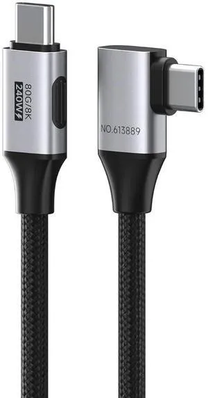 AJMRTC 0.5FT Side90Degree Braided USB4 V2.0 USBC Cable, 80Gbps Data 240W PD Fast Charging, 8K@60Hz Video Output, Thunderbolt 5/4 Compatible for iPhone 17 16 15 Pro Max, iPad Pro, MacBook AJMRTC 0.5FT Side90Degree Braided USB4 V2.0 USBC Cable, 80Gbps Data 240W PD Fast Charging, 8K@60Hz Video Output, Thunderbolt 5/4 Compatible for iPhone 17 16 15 Pro Max, iPad Pro, MacBook