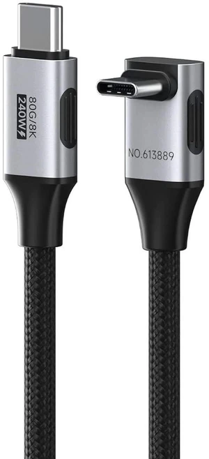 AJMRTC USB4 V2.0 Cable 0.8FT, MiddleSection 90 Degree RightAngle Braided USBC Cable, 80Gbps Data, 240W PD Fast Charging, 8K@60Hz Video, Compatible with Thunderbolt 5 4 3, iPhone 17 16 15 Pro Max, i AJMRTC USB4 V2.0 Cable 0.8FT, MiddleSection 90 Degree RightAngle Braided USBC Cable, 80Gbps Data, 240W PD Fast Charging, 8K@60Hz Video, Compatible with Thunderbolt 5 4 3, iPhone 17 16 15 Pro Max, i