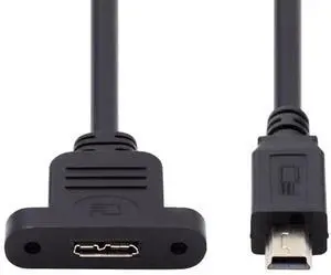 AJMRTC 50cm ScrewMount 5Pin Mini USB 2.0 Male to Micro USB 3.0 TypeB Female Extension Cable, 480Mbps Industrial PanelMount Cord for Embedded Equipment, Surveillance Device, Hardware Repair DIY AJMRTC 50cm ScrewMount 5Pin Mini USB 2.0 Male to Micro USB 3.0 TypeB Female Extension Cable, 480Mbps Industrial PanelMount Cord for Embedded Equipment, Surveillance Device, Hardware Repair DIY