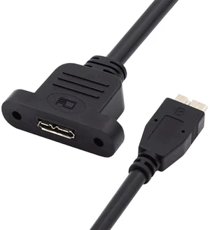 AJMRTC Micro USB 3.0 Male to Micro USB 3.0 TypeB Female Panel Mount Extension Cable 50CM, 5Gbps Super Speed Screw Lock Extension Cord for Industrial Camera, Hard Drive Enclosure, Embedded Device AJMRTC Micro USB 3.0 Male to Micro USB 3.0 TypeB Female Panel Mount Extension Cable 50CM, 5Gbps Super Speed Screw Lock Extension Cord for Industrial Camera, Hard Drive Enclosure, Embedded Device