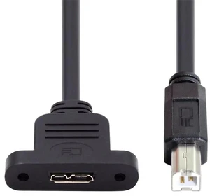 AJMRTC USB 2.0 TypeB Male to Micro USB 3.0 TypeB Female Screw Panel Mount Extension Cable 50cm, 480Mbps Data Cord for Industrial Camera, External Hard Drive, Cabinet DIY Install AJMRTC USB 2.0 TypeB Male to Micro USB 3.0 TypeB Female Screw Panel Mount Extension Cable 50cm, 480Mbps Data Cord for Industrial Camera, External Hard Drive, Cabinet DIY Install