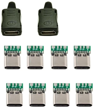 AJMRTC 10 Set DIY 4Pin USB 2.0 TypeC Female Socket SMT Connector Kit, with PC Board, Housing and 3.0mm SR Strain Relief for Electronic Project DIY Repair AJMRTC 10 Set DIY 4Pin USB 2.0 TypeC Female Socket SMT Connector Kit, with PC Board, Housing and 3.0mm SR Strain Relief for Electronic Project DIY Repair