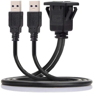AJMRTC 1M Waterproof Dual USB 3.0 LatchMount Car AUX Extension Cable, Panel Dashboard Mount Cord for Vehicle Console, Marine, Motorcycle Waterproof Port Installation AJMRTC 1M Waterproof Dual USB 3.0 LatchMount Car AUX Extension Cable, Panel Dashboard Mount Cord for Vehicle Console, Marine, Motorcycle Waterproof Port Installation