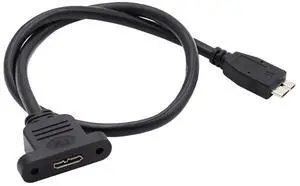 AJMRTC Micro USB 3.0 Male to Micro 3.0 TypeB Female Screw Panel Mount Extension Cable, 5Gbps HighSpeed Data Cord for Industrial Camera, Cabinet Kiosk Equipment Installation AJMRTC Micro USB 3.0 Male to Micro 3.0 TypeB Female Screw Panel Mount Extension Cable, 5Gbps HighSpeed Data Cord for Industrial Camera, Cabinet Kiosk Equipment Installation