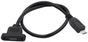 AJMRTC Micro USB 2.0 5Pin Male to Micro 3.0 TypeB Female Screw Panel Mount Extension Cable, 480Mbps Data Cord for Kiosk, Industrial Device, Cabinet DIY Installation AJMRTC Micro USB 2.0 5Pin Male to Micro 3.0 TypeB Female Screw Panel Mount Extension Cable, 480Mbps Data Cord for Kiosk, Industrial Device, Cabinet DIY Installation