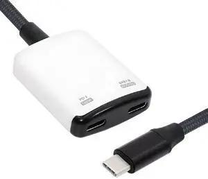 AJMRTC White USBC 1to2 Splitter Cable for VR AR Glass, 8K Video OTG USBC Female 100W PD Power Cord for NS Handheld Console, Laptop, Tablet, Smartphone AJMRTC White USBC 1to2 Splitter Cable for VR AR Glass, 8K Video OTG USBC Female 100W PD Power Cord for NS Handheld Console, Laptop, Tablet, Smartphone
