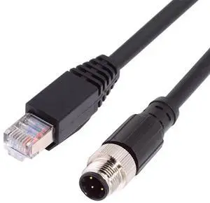 AJMRTC M12 TypeD DCoded 4Pin Male to RJ45 Cat5e Male Ethernet Cable, IP67 Industrial LAN Network Patch Cord for PLC, Industrial Camera, Sensor Automation Equipment AJMRTC M12 TypeD DCoded 4Pin Male to RJ45 Cat5e Male Ethernet Cable, IP67 Industrial LAN Network Patch Cord for PLC, Industrial Camera, Sensor Automation Equipment