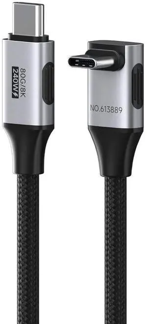 AJMRTC Middle 90 Degree Braided USB4 V2.0 USBC Cable,80Gbps Data Transfer,240W PD Fast Charging,8K@60Hz Video for iPhone 17 16 15 Pro Max,iPad Pro,MacBook,Thunderbolt 5/4,1.6FT AJMRTC Middle 90 Degree Braided USB4 V2.0 USBC Cable,80Gbps Data Transfer,240W PD Fast Charging,8K@60Hz Video for iPhone 17 16 15 Pro Max,iPad Pro,MacBook,Thunderbolt 5/4,1.6FT