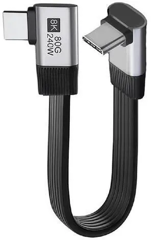 AJMRTC 20cm Flat Slim FPC USB5.0 MaletoMale Cable,UpAngled 90° to RightAngled 90° Connectors,80Gbps,240W PD,16K@30Hz 8K@60Hz 5K Video,Compatible with USB4.0 Thunderbolt 3/4/5 AJMRTC 20cm Flat Slim FPC USB5.0 MaletoMale Cable,UpAngled 90° to RightAngled 90° Connectors,80Gbps,240W PD,16K@30Hz 8K@60Hz 5K Video,Compatible with USB4.0 Thunderbolt 3/4/5