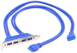 AJMRTC 5Gbps 4Port USB3.0 Internal Female Panel Mount Baffle Cable, PCI Bracket to Motherboard 20Pin Header, 50CM Desktop PC Chassis Rear I/O Expansion Adapter for DIY PC Hardware Upgrade AJMRTC 5Gbps 4Port USB3.0 Internal Female Panel Mount Baffle Cable, PCI Bracket to Motherboard 20Pin Header, 50CM Desktop PC Chassis Rear I/O Expansion Adapter for DIY PC Hardware Upgrade