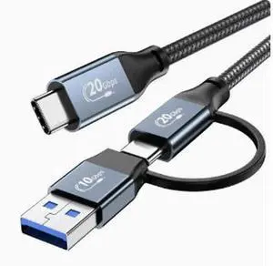 AJMRTC 2in1 USBC Cable 5FT(1.5M), USB3.2 FullFunction TypeC Cord, 20Gbps Data Transfer, 100W PD Fast Charging, 4K@60Hz Video Output with Durable Aluminum Alloy Housing AJMRTC 2in1 USBC Cable 5FT(1.5M), USB3.2 FullFunction TypeC Cord, 20Gbps Data Transfer, 100W PD Fast Charging, 4K@60Hz Video Output with Durable Aluminum Alloy Housing