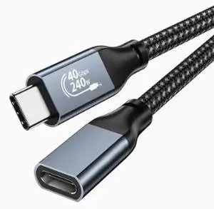 AJMRTC USB4 TypeC Extension Cable 3.3FT(1M), 40Gbps FullFunction USBC Extender Cord, 240W PD Fast Charging, 5K@60Hz Video Support for Laptop, Monitor, External SSD and Docking Station AJMRTC USB4 TypeC Extension Cable 3.3FT(1M), 40Gbps FullFunction USBC Extender Cord, 240W PD Fast Charging, 5K@60Hz Video Support for Laptop, Monitor, External SSD and Docking Station