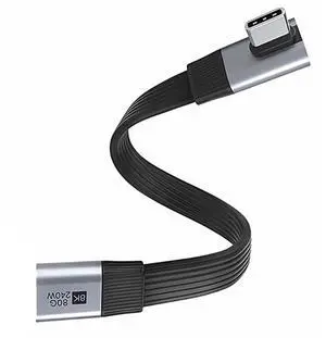 AJMRTC 20cm USB5.0 Flat Slim FPC 90Degree Angled Extension Cable, MaletoFemale 80Gbps FullFunction Cord, 240W PD Charging, 16K@30Hz 8K@60Hz & 5K@60Hz Video, Compatible with Thunderbolt 3/4/5 for L AJMRTC 20cm USB5.0 Flat Slim FPC 90Degree Angled Extension Cable, MaletoFemale 80Gbps FullFunction Cord, 240W PD Charging, 16K@30Hz 8K@60Hz & 5K@60Hz Video, Compatible with Thunderbolt 3/4/5 for L