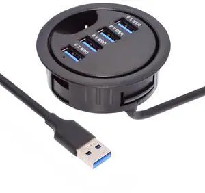 AJMRTC 60mm Desk Grommet Dock Station, 4Port USB3.0 Hub USB Splitter, Desktop Table Hole Mount USB Docking Station for Office Home Gaming Desktop PC Cable Management AJMRTC 60mm Desk Grommet Dock Station, 4Port USB3.0 Hub USB Splitter, Desktop Table Hole Mount USB Docking Station for Office Home Gaming Desktop PC Cable Management