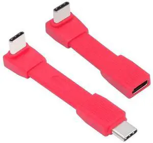 AJMRTC 2Pack USB5.0 Flat Slim FPC UpAngled 90Degree Extension Cables, 80Gbps, 240W PD Charging, 16K@30Hz 8K@60Hz 5K Video, MaletoMale & MaletoFemale Set, Red, Compatible with USB4.0, Thunderbol AJMRTC 2Pack USB5.0 Flat Slim FPC UpAngled 90Degree Extension Cables, 80Gbps, 240W PD Charging, 16K@30Hz 8K@60Hz 5K Video, MaletoMale & MaletoFemale Set, Red, Compatible with USB4.0, Thunderbol