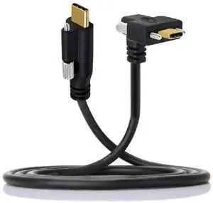 AJMRTC 1M Panel Mount USBC Male to Male Cable, UpDown Angled Dual Thumbscrew Lock to Single Screw, USB3.1 Gen2 10Gbps, Lockable TypeC Cable for Industrial Chassis and Equipment Panels AJMRTC 1M Panel Mount USBC Male to Male Cable, UpDown Angled Dual Thumbscrew Lock to Single Screw, USB3.1 Gen2 10Gbps, Lockable TypeC Cable for Industrial Chassis and Equipment Panels