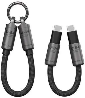 AJMRTC 0.5ft Grey Keychain USB4C toC Short Cable, 80Gbps 240W PD Fast Charging, 8K@60Hz Video, Lanyard TypeC Cord for iPhone 17 16 15 Pro Max, iPad Pro, Thunderbolt 5/4/3, External NVMe SSD AJMRTC 0.5ft Grey Keychain USB4C toC Short Cable, 80Gbps 240W PD Fast Charging, 8K@60Hz Video, Lanyard TypeC Cord for iPhone 17 16 15 Pro Max, iPad Pro, Thunderbolt 5/4/3, External NVMe SSD