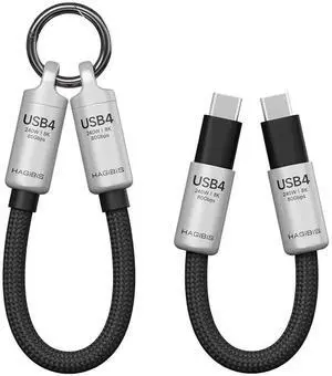 AJMRTC 0.5ft Silver Keychain USB4 CtoC Short Cable, 80Gbps 240W PD Fast Charging, 8K@60Hz Video, Lanyard TypeC Cord for iPhone 17 16 15 Pro Max, iPad Pro, Thunderbolt 5/4/3, External SSD AJMRTC 0.5ft Silver Keychain USB4 CtoC Short Cable, 80Gbps 240W PD Fast Charging, 8K@60Hz Video, Lanyard TypeC Cord for iPhone 17 16 15 Pro Max, iPad Pro, Thunderbolt 5/4/3, External SSD