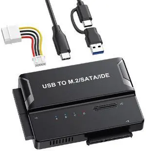 AJMRTC MultiFormat External Storage Enclosure PCBA, USB3.0 TypeC to Dual M.2 MKey NVMe + 2.5/3.5 Inch SATA + 40Pin IDE Combo Hard Drive Case, MultiInterface Adapter for Old&New HDD SSD Data Res AJMRTC MultiFormat External Storage Enclosure PCBA, USB3.0 TypeC to Dual M.2 MKey NVMe + 2.5/3.5 Inch SATA + 40Pin IDE Combo Hard Drive Case, MultiInterface Adapter for Old&New HDD SSD Data Res