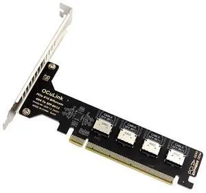 AJMRTC 4Port PCIe 4.0 X16 to OCuLink Adapter Card, SFF8611 SFF8612 PCIExpress Expansion with 8cm LowProfile &12cm Bracket for eGPU Dock U.2 NVMe SSD, Requires x4x4x4x4 PCIe Bifurcation AJMRTC 4Port PCIe 4.0 X16 to OCuLink Adapter Card, SFF8611 SFF8612 PCIExpress Expansion with 8cm LowProfile &12cm Bracket for eGPU Dock U.2 NVMe SSD, Requires x4x4x4x4 PCIe Bifurcation