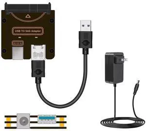 AJMRTC 29Pin SFF8482 SAS to USB 3.0 HDD RAID Adapter, 5Gbps SAS SATA Hard Drive Converter with Builtin Chipset & Power Port, Requires Separate 12V/3A Power Supply AJMRTC 29Pin SFF8482 SAS to USB 3.0 HDD RAID Adapter, 5Gbps SAS SATA Hard Drive Converter with Builtin Chipset & Power Port, Requires Separate 12V/3A Power Supply