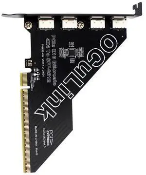AJMRTC 4Port PCIe 4.0 X16 to OCuLink Adapter Card, SFF8611 SFF8612 PCIExpress Expansion Adapter with 12cm FullHeight Bracket for eGPU Dock U.2 NVMe SSD, Requires x4x4x4x4 PCIe Bifurcation AJMRTC 4Port PCIe 4.0 X16 to OCuLink Adapter Card, SFF8611 SFF8612 PCIExpress Expansion Adapter with 12cm FullHeight Bracket for eGPU Dock U.2 NVMe SSD, Requires x4x4x4x4 PCIe Bifurcation