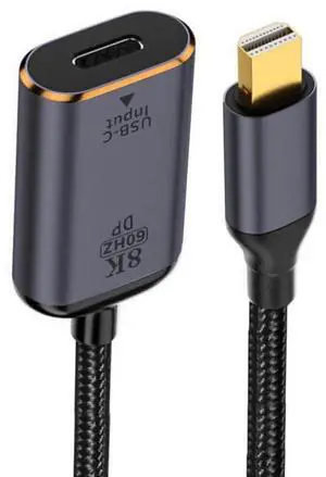 AJMRTC USBC Female Source to Mini DisplayPort DP1.4 Sink Cable, 8K@60Hz 4K@120Hz Video Output Cord for DPAlt Mode USBC Laptop, Tablet, Smartphone for Monitor HDTV Presentation AJMRTC USBC Female Source to Mini DisplayPort DP1.4 Sink Cable, 8K@60Hz 4K@120Hz Video Output Cord for DPAlt Mode USBC Laptop, Tablet, Smartphone for Monitor HDTV Presentation