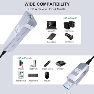 AJMRTC Fiber Optical USB 3.0 Extension Cable Male to Female, 5Gbps HighSpeed Long USB Extender Cord for Industrial Machine Vision, Robot, Printer, Display, Hard Drive, Webcam AJMRTC Fiber Optical USB 3.0 Extension Cable Male to Female, 5Gbps HighSpeed Long USB Extender Cord for Industrial Machine Vision, Robot, Printer, Display, Hard Drive, Webcam