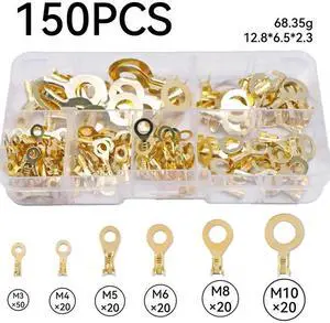 AJMRTC Ring Cable Lugs, 10.0mm Hole Wire Connectors, 20Pcs Copper Ring Terminals for Electrical Wire Crimp Connection, Assorted Sizes Available, Real Color May Vary, Slight Measurement Deviation Exist AJMRTC Ring Cable Lugs, 10.0mm Hole Wire Connectors, 20Pcs Copper Ring Terminals for Electrical Wire Crimp Connection, Assorted Sizes Available, Real Color May Vary, Slight Measurement Deviation Exist