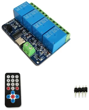 AJMRTC DC5V 4Channel IR Remote Control Relay Module with TypeC Power Port, Infrared Receiver Relay Board Supports Selflocking Jog Interlocking Modes for Smart Home Switch DIY Automation Control Pro AJMRTC DC5V 4Channel IR Remote Control Relay Module with TypeC Power Port, Infrared Receiver Relay Board Supports Selflocking Jog Interlocking Modes for Smart Home Switch DIY Automation Control Pro