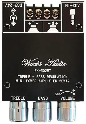 AJMRTC ZK502MT 2×50W Bluetooth 5.0 Stereo Amplifier Board, High Power Audio AMP Module with AUX Input Bass Treble Tone Adjustment for DIY Speaker Home Audio System Modification AJMRTC ZK502MT 2×50W Bluetooth 5.0 Stereo Amplifier Board, High Power Audio AMP Module with AUX Input Bass Treble Tone Adjustment for DIY Speaker Home Audio System Modification